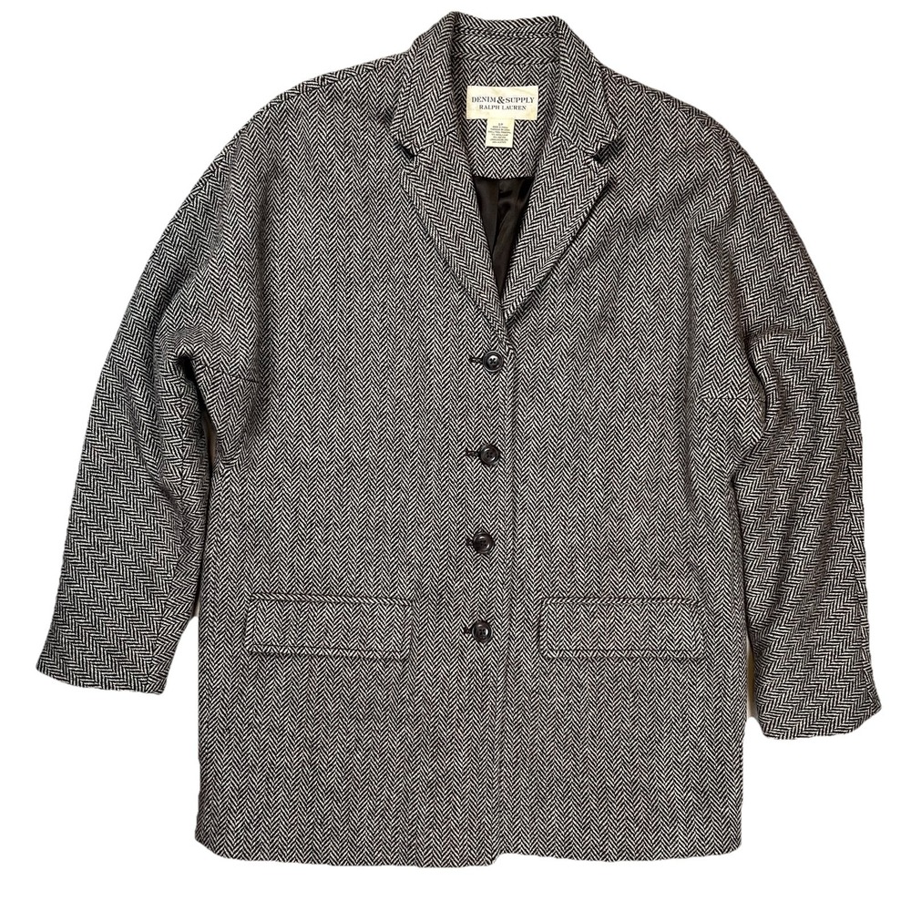 Denim And Supply Women's Brown Wool‎ Blend Herringbone Jacket Sz Small Blazer